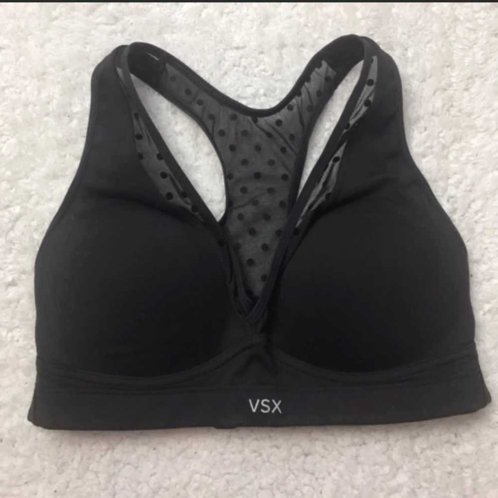Victoria Secret VSX Black Sports Bra Polka Dot 32C
